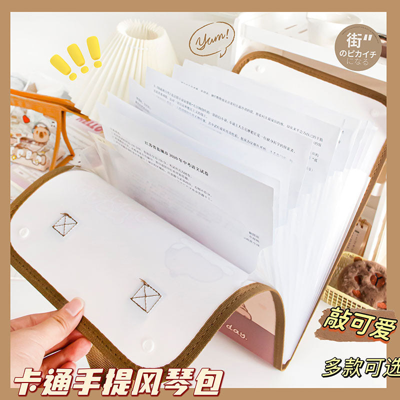 MOKA魔卡卡通竖版手提风琴包文件夹试卷收纳袋超划算手提风琴包袋MOKA Cartoon Vertical Accordion Tote Bag—Perfect for Organizing Files and Test Papers—Super Affordable Accordion Tote Bag