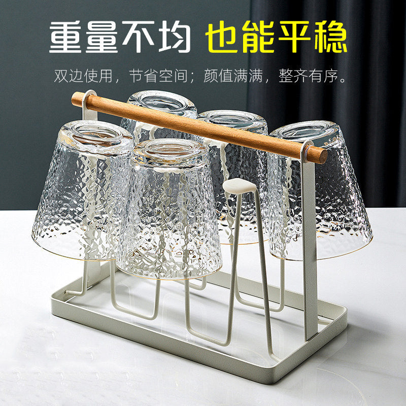 玻璃杯子收纳架家用客厅高级置物架茶杯水杯置物架桌面铁艺杯架Glass Cup Storage Rack, Home Living Room Premium Shelving Unit, Tea Cup and Water Glass Holder, Desktop Wrought Iron Cup Holder
