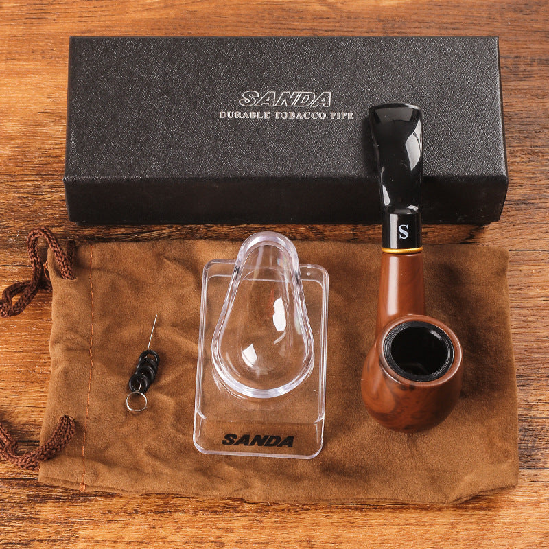 弯式经典入门烟斗清洗型循环过滤烟斗礼盒套装有配件Curved Classic Beginner’s Pipe, Cleaning-Type Circulating Filter Pipe Gift Set with Accessories