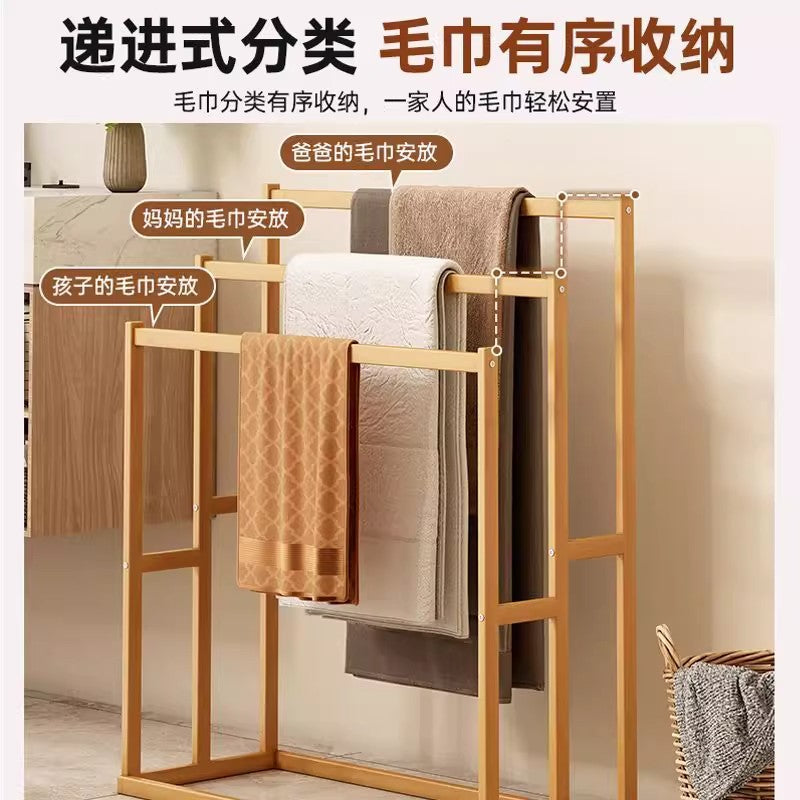 挂衣架床边可折叠收纳衣帽架家用浴室置物毛巾架客厅楠竹落地衣架Foldable coat rack for beside the bed, home bathroom storage and towel rack, living room nanmu bamboo floor-standing coat rack