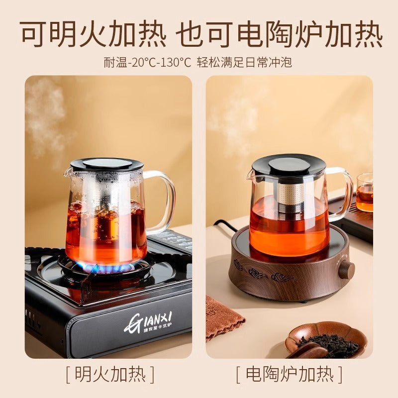 可拆卸茶壶玻璃耐高温围炉煮茶器大烧水壶泡茶专用煮茶壶Detachable Glass Teapot, Heat-Resistant, For Boiling Tea Over a Fire, Large Kettle, Specially Designed for Brewing Tea