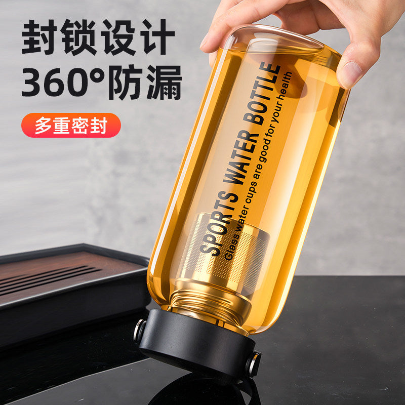 家用大容量水杯可定制高硼硅玻璃杯子办公室耐高温茶水分离玻璃杯Large-Capacity Household Water Glasses; Customizable High-Borosilicate Glass Cups; Office-Grade Heat-Resistant Glass Cups for Tea and Water