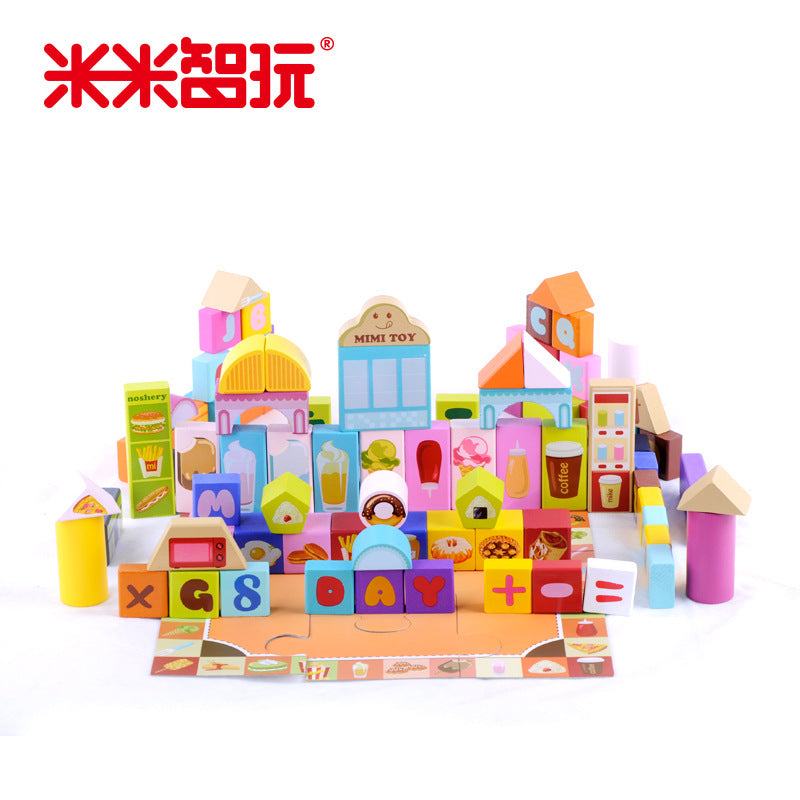厂家直销米米智玩早教益智创意美味餐厅儿童积木玩具带场景包装盒Manufacturer Direct: Mimi Smart Play Early Learning Educational Creative Delicious Restaurant Children’s Building Blocks Toy with Scenario-Based Packaging Box