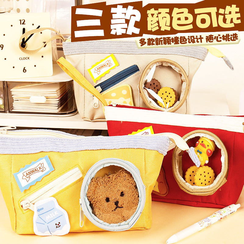 吧唧食物痛包笔袋创意高颜值学生大容量多功能文具袋学习收纳笔袋“Munch” Food-Themed Cute Pencil Case: Creative, Stylish, Large-Capacity, Multifunctional Student Stationery Pouch for Study and Organization