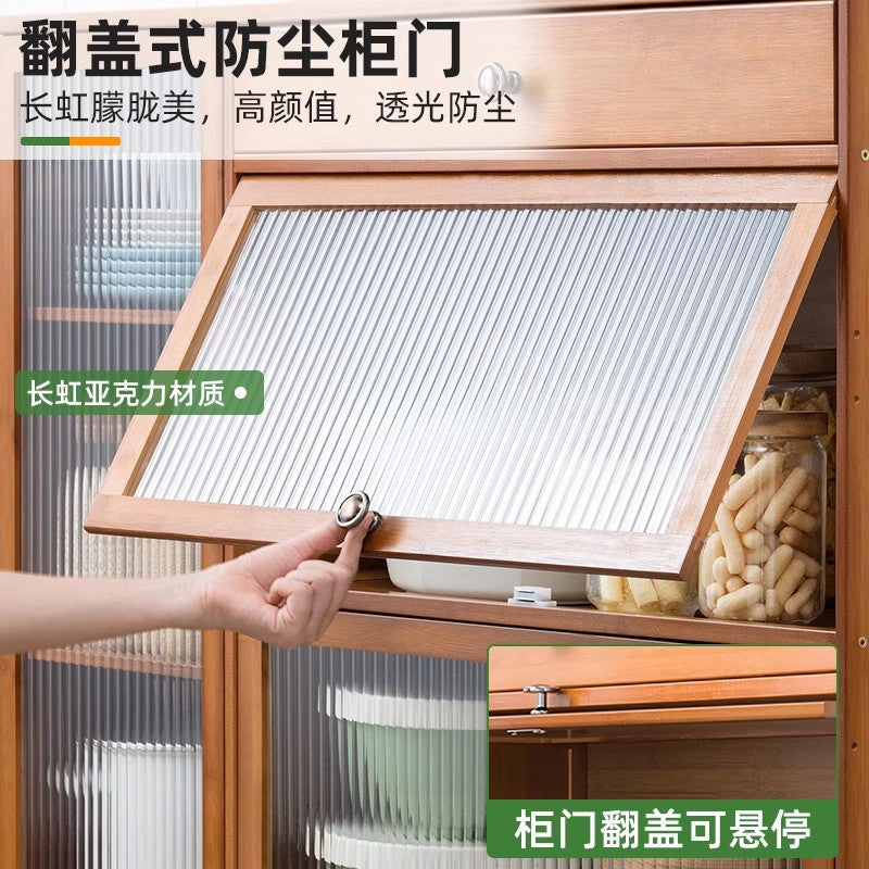 楠竹餐边柜厨房柜子储物柜置物柜家用备餐收纳柜原木风客厅茶水柜Nan Zhu Sideboard, Kitchen Cabinet, Storage Cabinet, Shelving Unit, Home Food Preparation Storage Cabinet, Rustic-Style Living Room Tea Cabinet