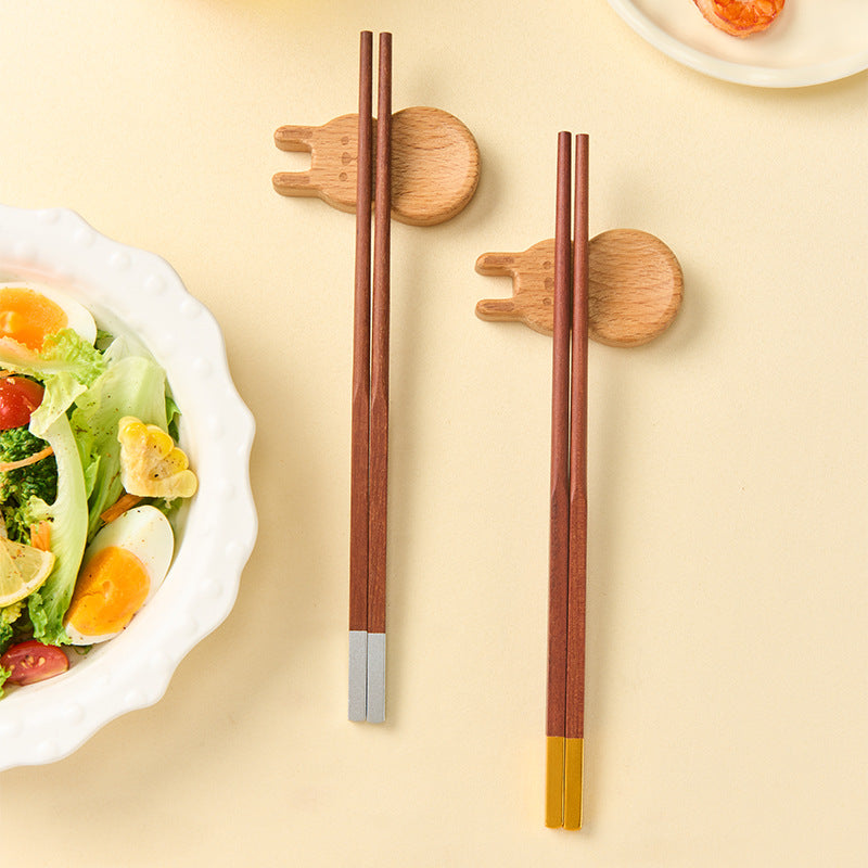 家逸天然实木红檀木筷五色分食木筷 KAYI Natural Solid Wood Chopsticks Red Sandalwood Five Colors Wooden Chopsticks Gift Set(5 Pairs)