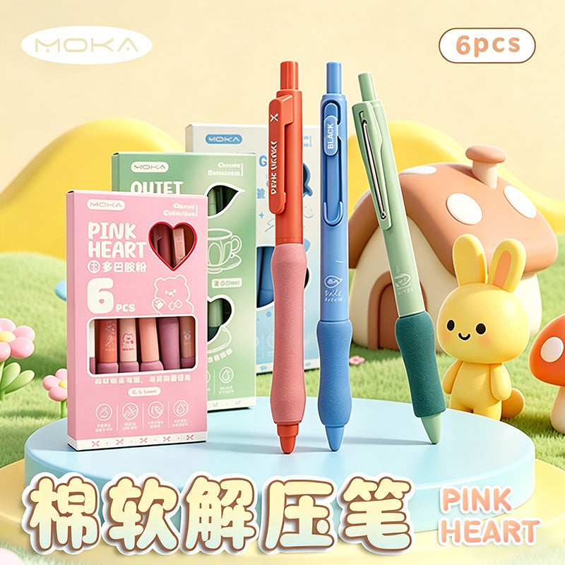 学生中性笔高颜值黑色0.5mm按动速干儿童刷题笔办公文具Stylish Black 0.5mm Student Ballpoint Pen with Push-Button Mechanism—Quick-Drying Pen for Kids' Practice Worksheets and Office Stationery