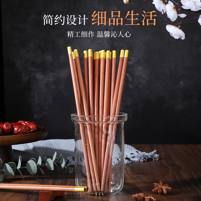 家逸天然实木筷福顶生辉木筷 KAYI Natural Solid Wood Chopsticks "Blessings Shine From The Top" Wooden Chopsticks Gift Set(10 Pairs)
