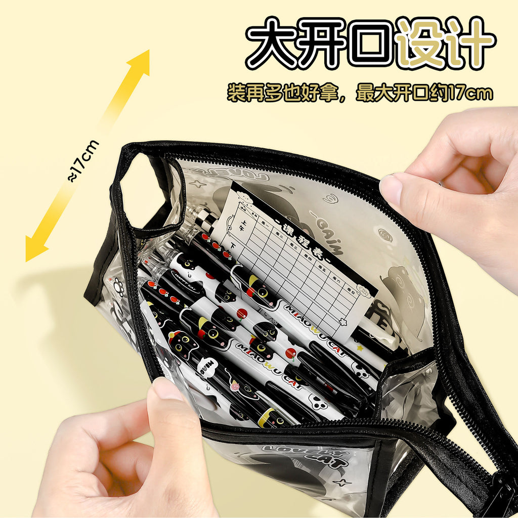 可爱三角透明笔袋大容量防水文具袋学生创意多功能收纳笔袋Cute Triangular Clear Pencil Case—Large-Capacity, Waterproof Stationery Pouch—Creative, Multifunctional Student Pencil Case