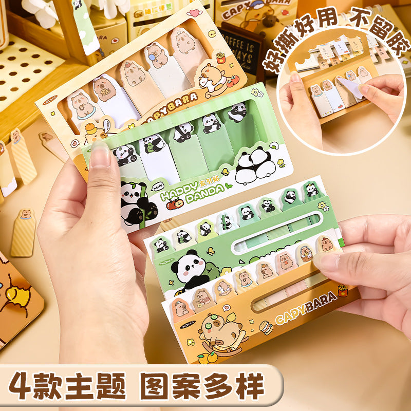 可爱卡皮巴拉便利贴佛系咖啡熊便签记号标签冰箱贴纸高颜值n次贴Cute Capybara Sticky Notes: Zen-Style Coffee Bear Notes, Markers, Labels, and Fridge Stickers—High-Quality Reusable Stickers