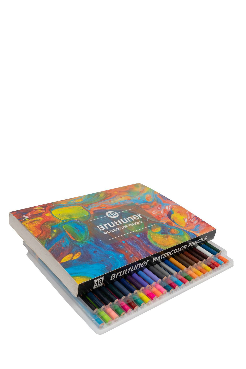 48色水溶性彩色铅笔可 木制免削盒装铅笔Set of 48 water-soluble coloured pencils in a wooden, self-sharpening case