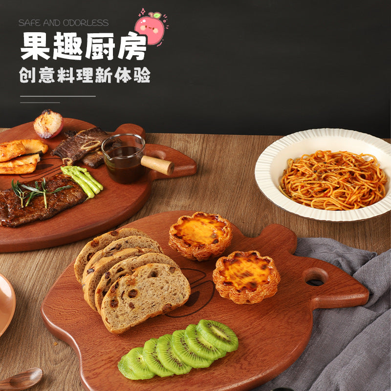 家逸躺苹果料理板(小号整木）KAYI Cutting Board Ebony Chopping Board Serving Board Portable Apple Shaped Design Board Solid Wood Small Size