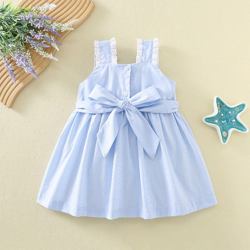 夏季女童无袖打揽连衣裙精美刺绣公主裙女宝宝背带裙Summer Sleeveless Wrap Dress for Girls, Exquisitely Embroidered Princess Dress, Baby Girl Overalls
