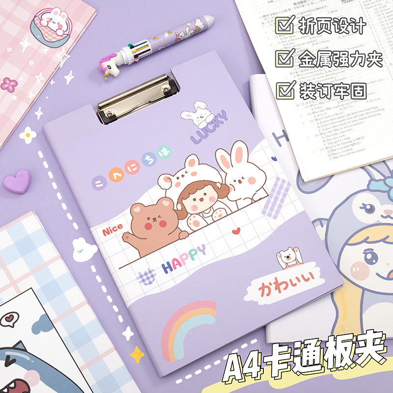 卡通恐龙办公资料学生写字垫板试卷板夹A4桌面收纳文件夹板文具Cartoon Dinosaur Office Supplies: Student Writing Pad, Test Paper Holder, A4 Desktop Organizer, File Folder, Stationery