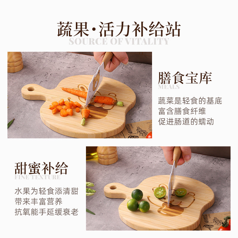 家逸萌兔樱香辅食板-L KAYI Bamboo Cutting Board Food Serving Board Apple Board Large Size