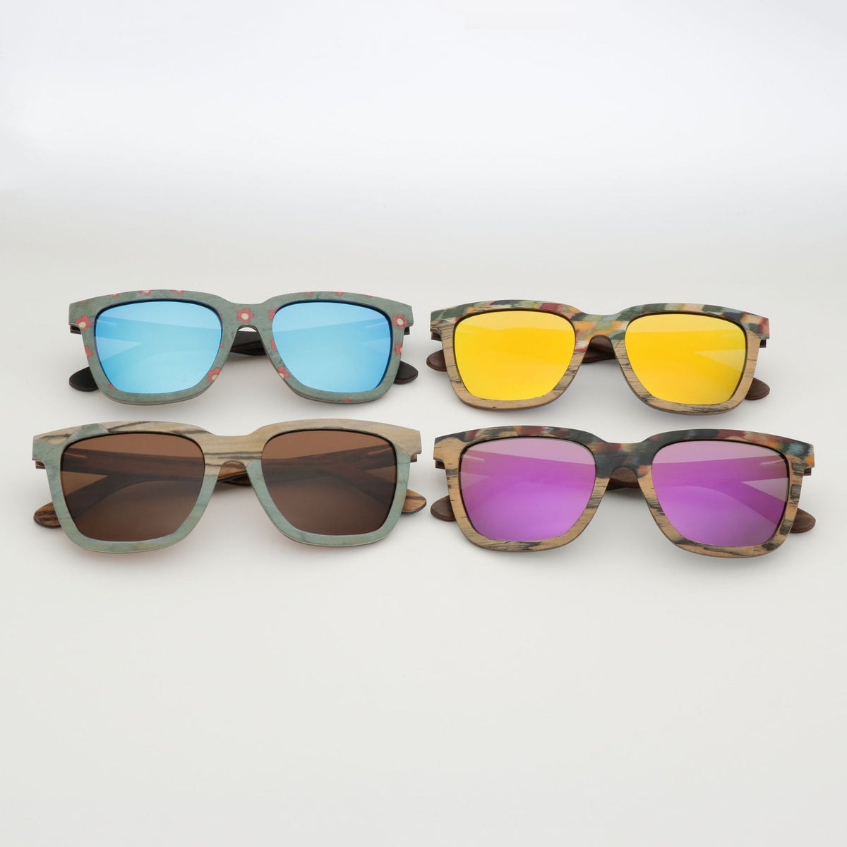 木夹层偏光太阳镜Wood-framed polarised sunglasses