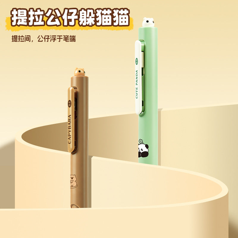 躲猫猫探头笔高颜值学生拉动中性笔速干顺滑刷题笔文具签字笔Hide-and-Seek Pop-Up Pen, Quick-Drying and Smooth-Writing Ballpoint Pen for Practice Tests, Stationery, and Signing