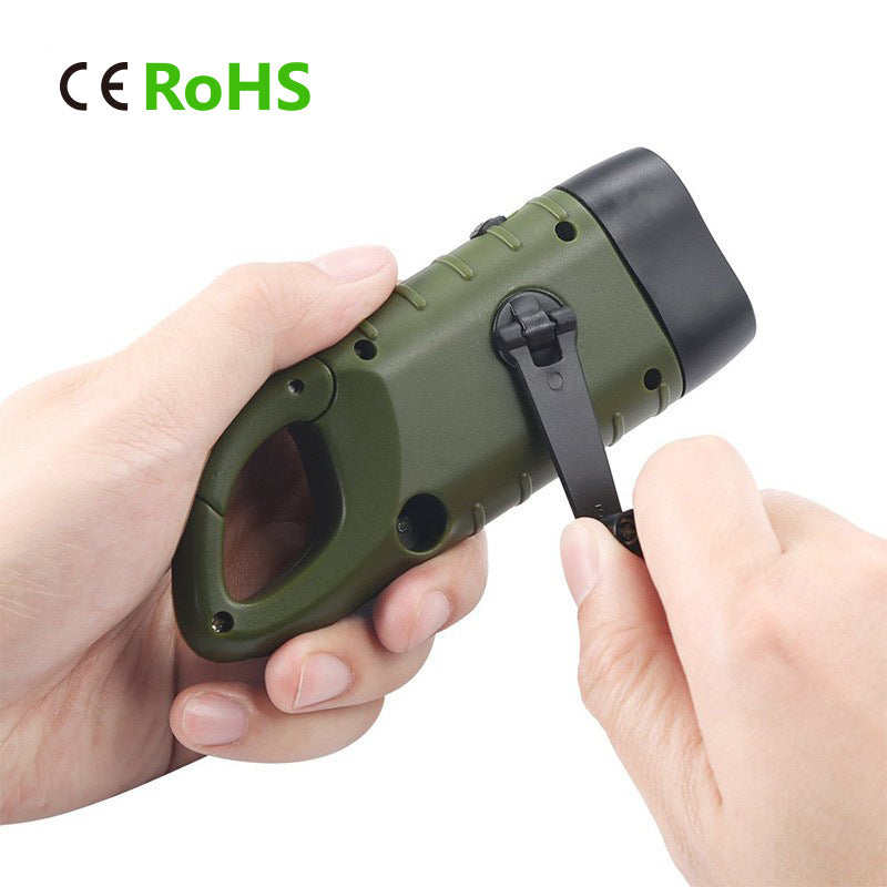 外贸户外应急手电筒手摇太阳能Typec充电露营灾害救援灯Imported Outdoor Emergency Torch: Hand-crank, Solar-powered, USB-C Charging Camping and Disaster Relief Lamp