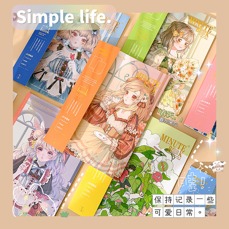 B5精装本卡通少女可爱高颜值笔记本护眼无线胶装本封腰记事本B5 Hardcover Notebook: Cute, High-Quality Cartoon Girl Design, Eye-Friendly, Wireless Stitch Binding, with Waistband, Notepad