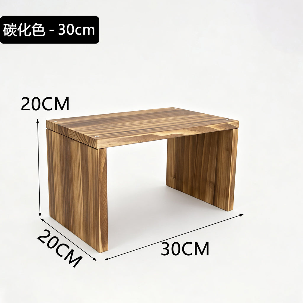 20cm宽纯实木阶梯置物架可移动小花架绿植盆栽加宽板面收纳展示架20cm-wide solid wood stepped shelving unit – portable small plant stand for houseplants and potted plants, with a wide shelf surface for storage and display