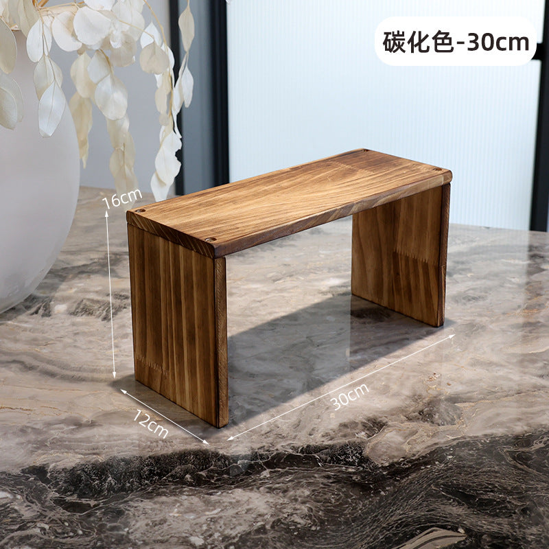 12CM宽度复古碳化木质展示架花架收纳博古架绿植盆栽茶杯茶具文玩12 cm wide vintage carbonised wood display stand, flower stand, storage cabinet and curio cabinet for houseplants, potted plants, teacups, tea sets and collectables