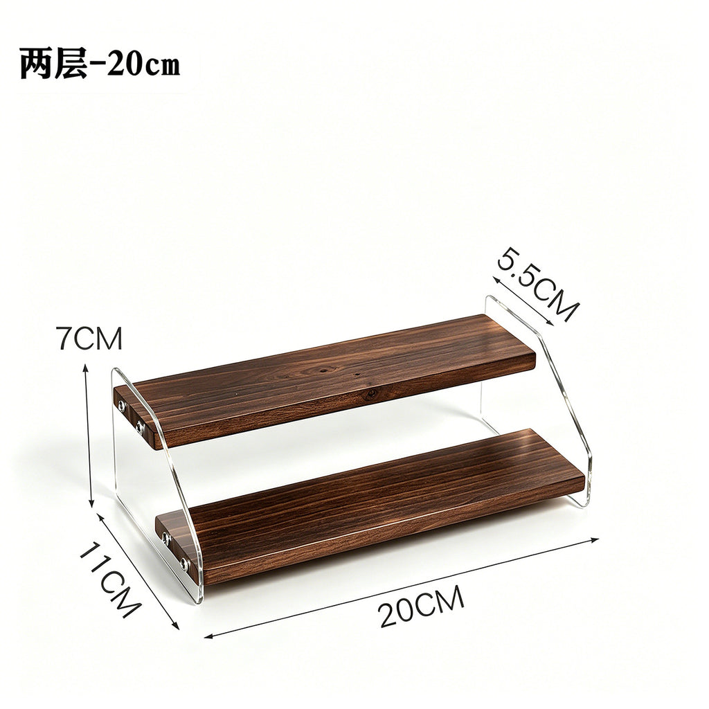 亚克力透明阶梯展示架盲盒手办公仔化妆品多层可视物架桌面置物架Transparent acrylic tiered display stand for blind boxes, collectable figurines and cosmetics – multi-tiered open-fronted display unit and desk organiser