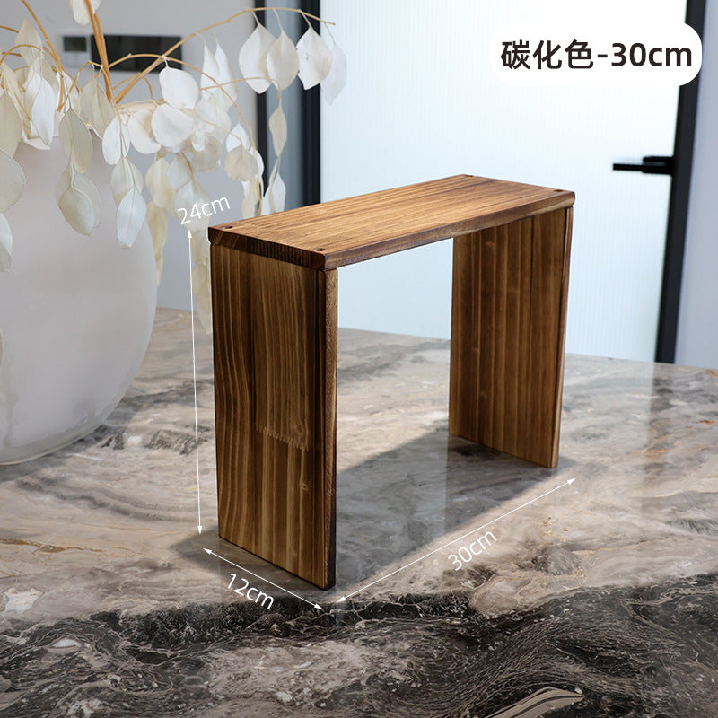 12CM宽度复古碳化木质展示架花架收纳博古架绿植盆栽茶杯茶具文玩12 cm wide vintage carbonised wood display stand, flower stand, storage cabinet and curio cabinet for houseplants, potted plants, teacups, tea sets and collectables