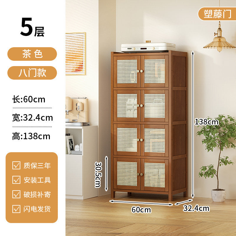 餐边柜靠墙一体储物柜中古风多功能茶水柜客厅Wall-mounted sideboard with integrated storage unit – vintage-style multifunctional tea cabinet for the living room