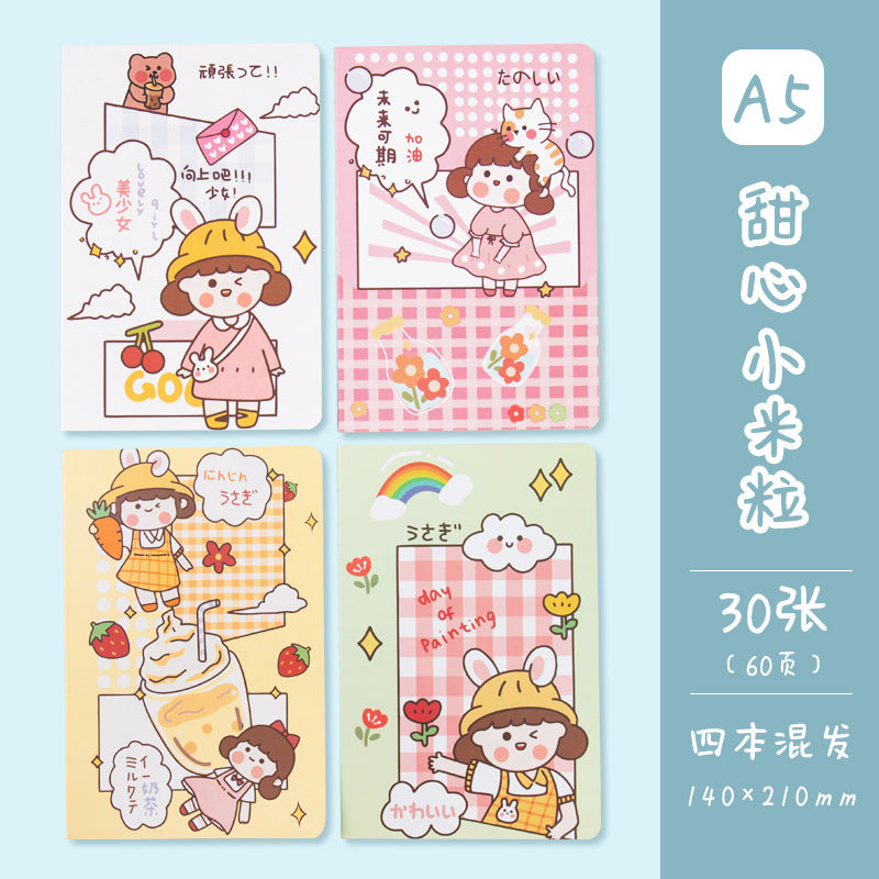 记事本可爱卡通学生用品作文本创意图案A5车线本子笔记本Notebooks: Cute Cartoon Student Supplies, Creative Design A5 Stitched Notebooks
