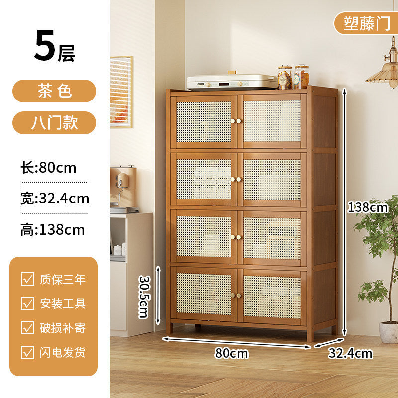 餐边柜靠墙一体储物柜中古风多功能茶水柜客厅Wall-mounted sideboard with integrated storage unit – vintage-style multifunctional tea cabinet for the living room