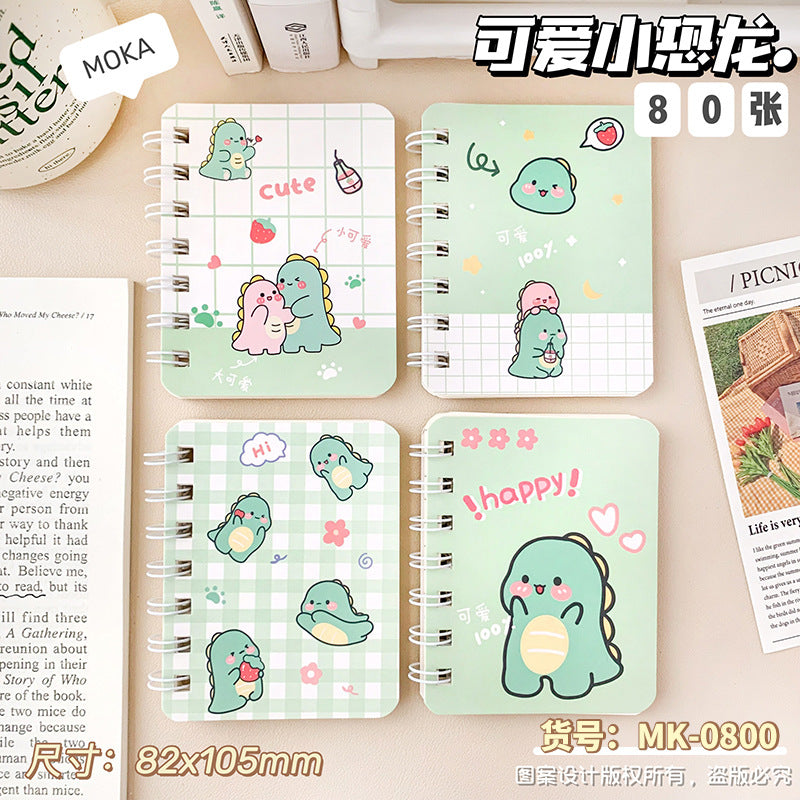 可爱卡通高颜值A7侧翻线圈本学生小本子迷你笔记本便携办公记事本 Cute, Cartoon-Style, High-Quality A7 Side-Folding Spiral Notebook—Student Notebook, Mini Notebook, Portable Office Notepad
