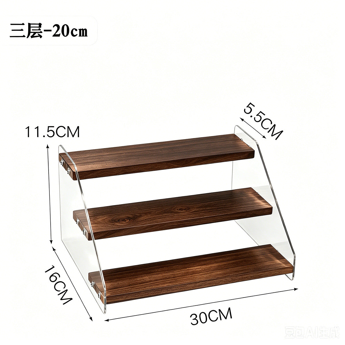 亚克力透明阶梯展示架盲盒手办公仔化妆品多层可视物架桌面置物架Transparent acrylic tiered display stand for blind boxes, collectable figurines and cosmetics – multi-tiered open-fronted display unit and desk organiser