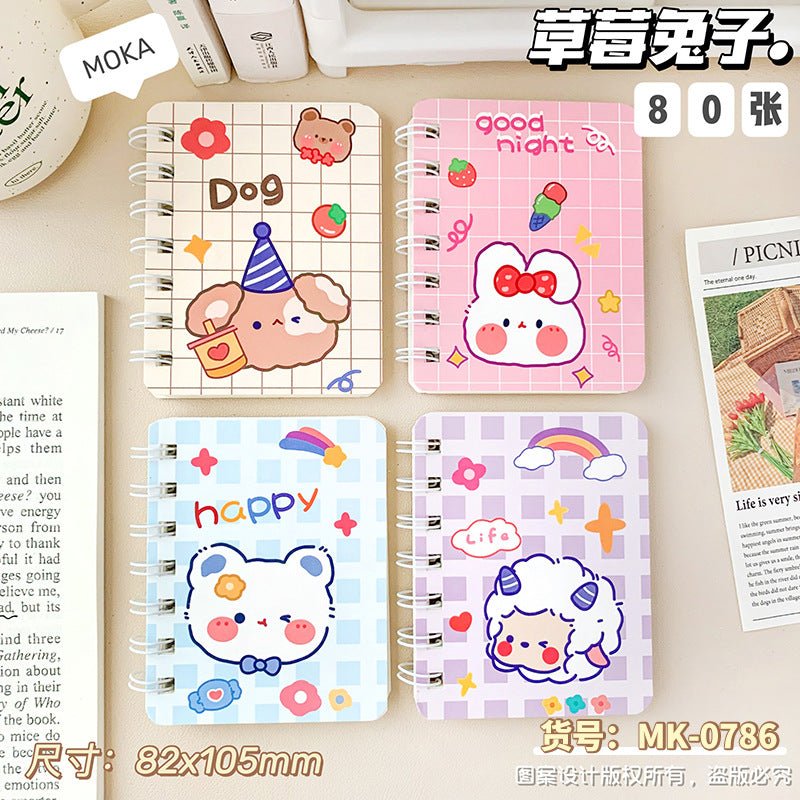 可爱卡通高颜值A7侧翻线圈本学生小本子迷你笔记本便携办公记事本 Cute, Cartoon-Style, High-Quality A7 Side-Folding Spiral Notebook—Student Notebook, Mini Notebook, Portable Office Notepad