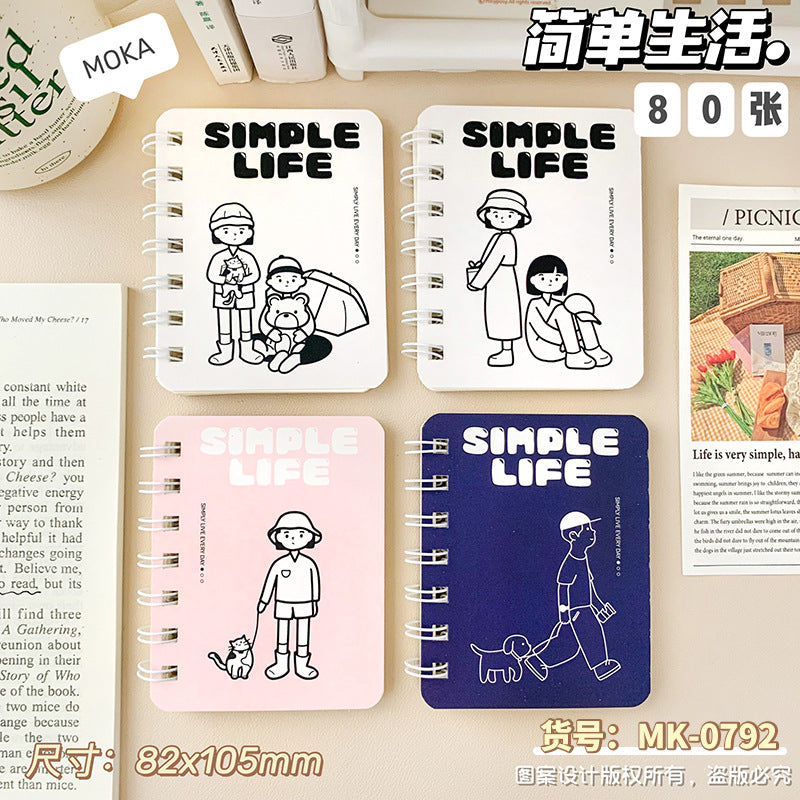 可爱卡通高颜值A7侧翻线圈本学生小本子迷你笔记本便携办公记事本 Cute, Cartoon-Style, High-Quality A7 Side-Folding Spiral Notebook—Student Notebook, Mini Notebook, Portable Office Notepad