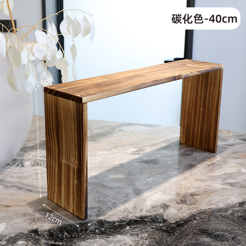12CM宽度复古碳化木质展示架花架收纳博古架绿植盆栽茶杯茶具文玩12 cm wide vintage carbonised wood display stand, flower stand, storage cabinet and curio cabinet for houseplants, potted plants, teacups, tea sets and collectables