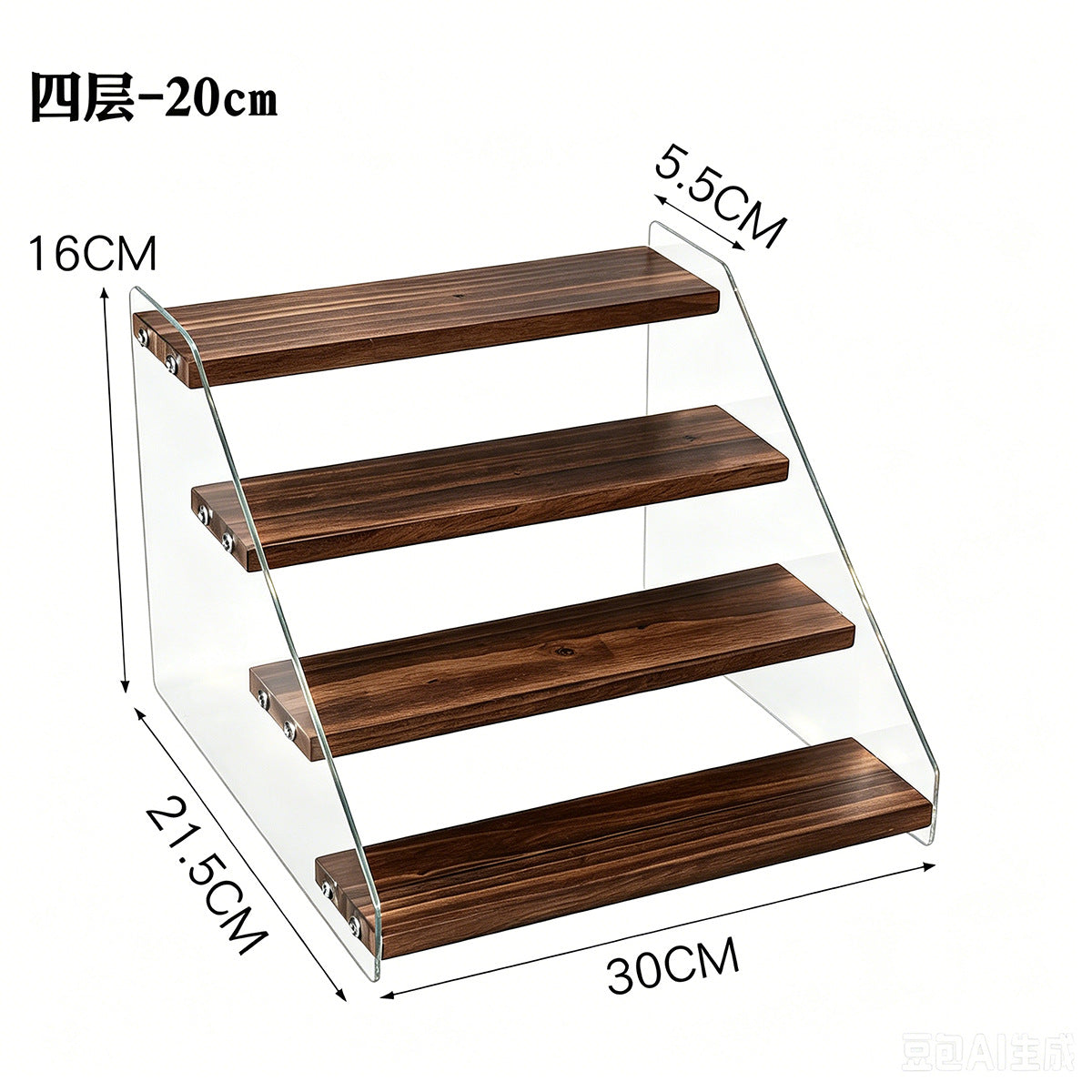 亚克力透明阶梯展示架盲盒手办公仔化妆品多层可视物架桌面置物架Transparent acrylic tiered display stand for blind boxes, collectable figurines and cosmetics – multi-tiered open-fronted display unit and desk organiser