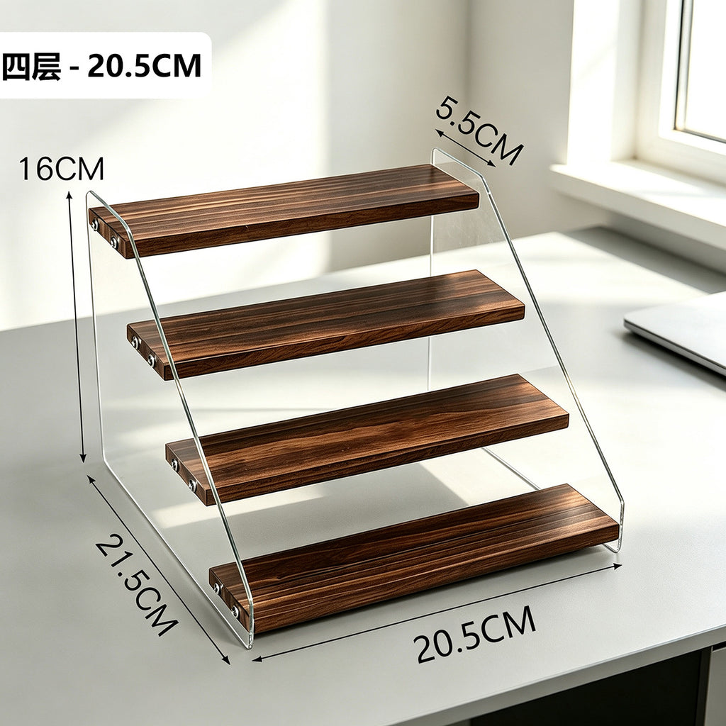 阶梯展示架多层桌面亚克力透明简约置物架手办玩具绿植摆件陈列架Stepped display stand – multi-tiered tabletop acrylic transparent minimalist shelving unit for figurines, toys, houseplants and decorative items