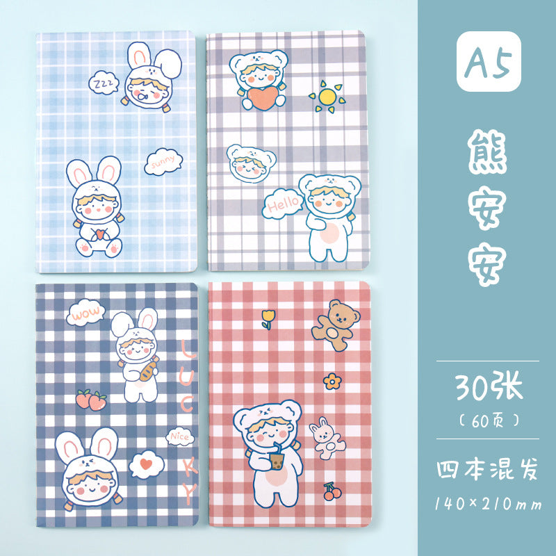记事本可爱卡通学生用品作文本创意图案A5车线本子笔记本Notebooks: Cute Cartoon Student Supplies, Creative Design A5 Stitched Notebooks