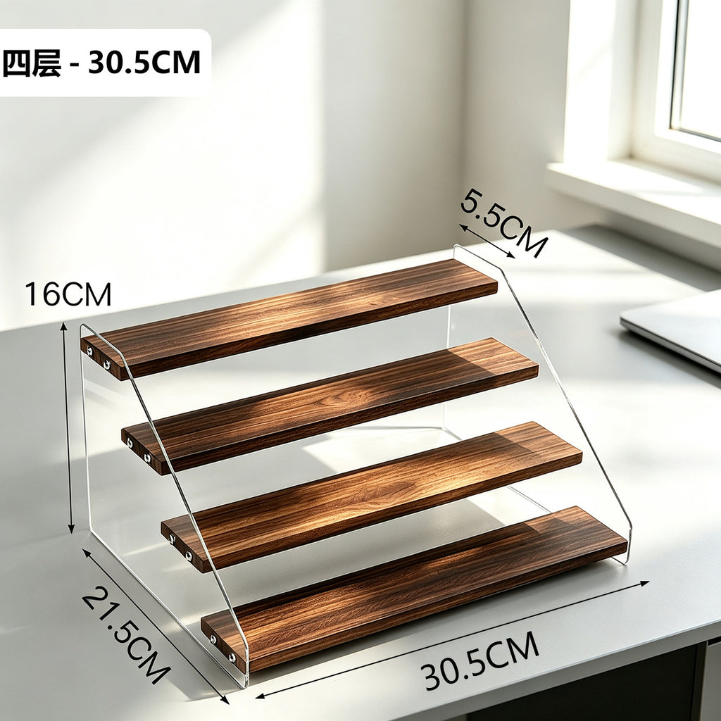 阶梯展示架多层桌面亚克力透明简约置物架手办玩具绿植摆件陈列架Stepped display stand – multi-tiered tabletop acrylic transparent minimalist shelving unit for figurines, toys, houseplants and decorative items