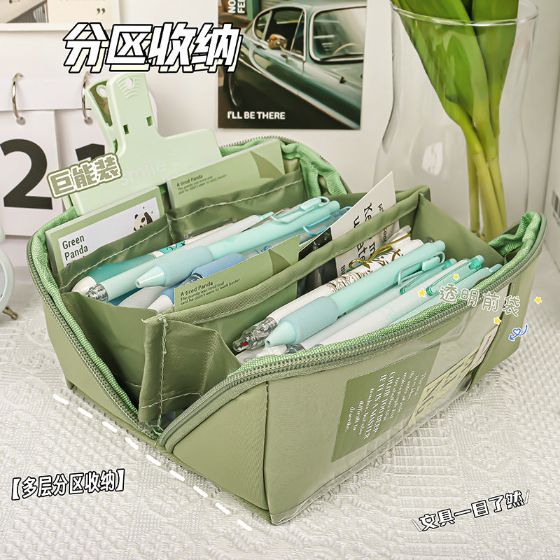 网红多层笔袋学生简约大容量枕头笔袋文具盒ins潮日系可爱少女Trendy Multi-Layer Pencil Case for Students: Simple, Large-Capacity, Pillow-Style Pencil Case, Stationery Case, Cute for Girls