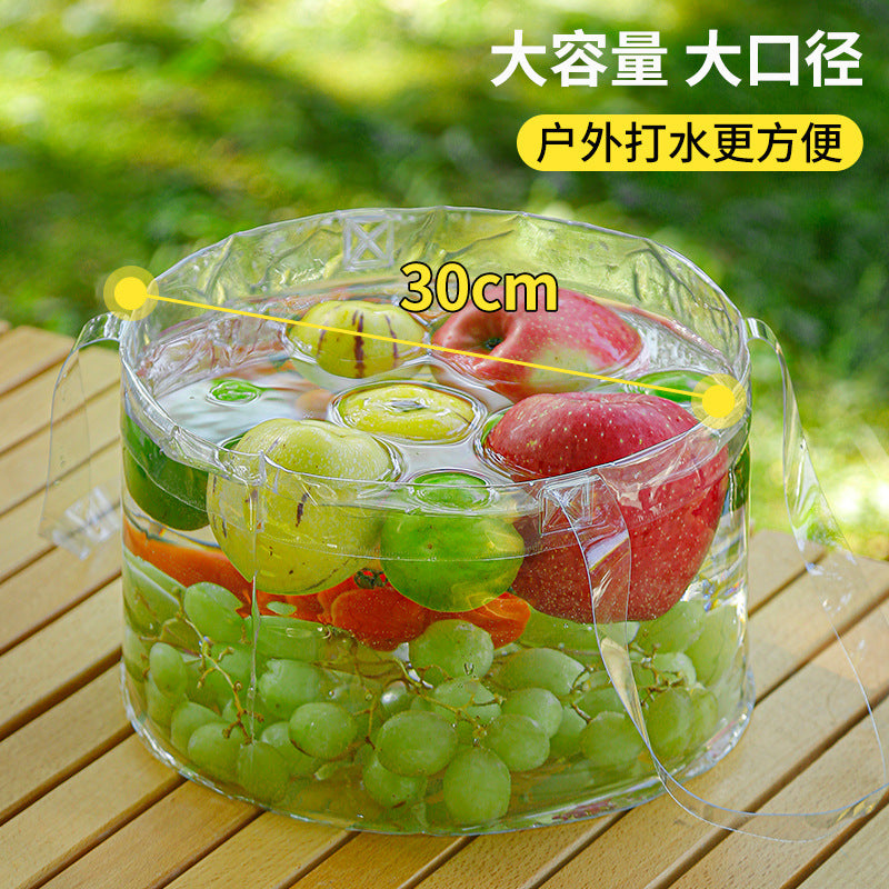 新款折叠便携水盆户外差旅多用神器透明洗脸盆野餐储水工具洗菜篮New Foldable Portable Basin – A Versatile Must-Have for Outdoor Activities and Travel: Transparent Washbasin, Picnic Water Storage Container and Vegetable Washing Basket