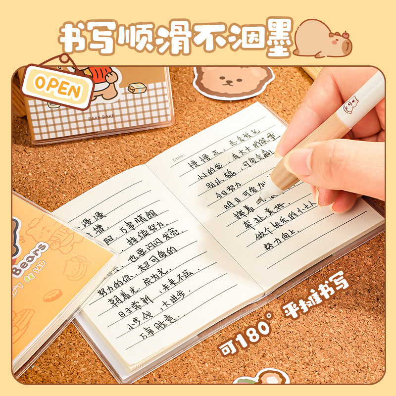 卡皮巴拉熊猫可爱A7胶套本迷你口袋本便携记事本少女心高颜值本子Capybara Panda Cute A7 Rubber-Covered Notebook, Mini Pocket Notebook, Portable Notepad, Girly and Stylish Notebook
