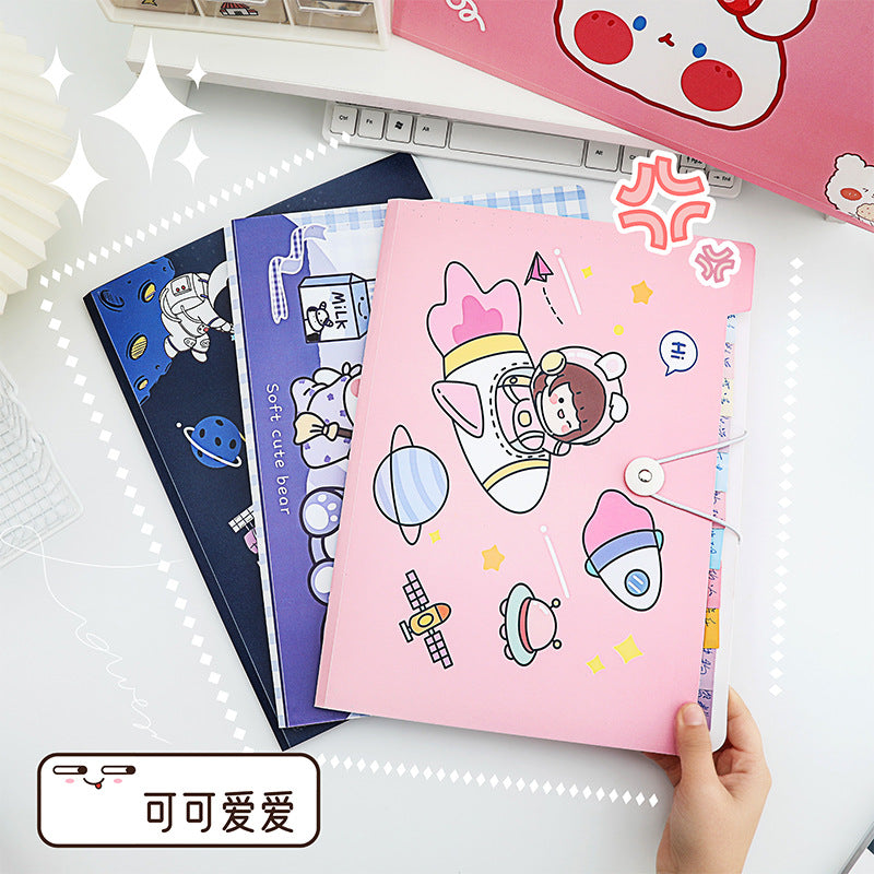 MOKA卡通风琴包学生大容量多层文件夹试卷资料办公分类收纳文件袋MOKA Cartoon-Style Accordion Bag: Large-Capacity, Multi-Compartment Student Folder for Organizing Exams, Materials, and Office Documents