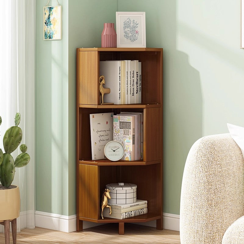 实木转角书架 墙角置物架客厅卧室角落收纳架多层三角架Solid Wood Corner Bookshelf – Corner Shelving Unit for the Living Room or Bedroom, Multi-tiered Triangular Shelving Unit