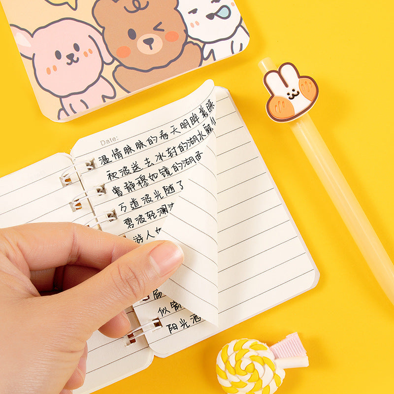 A7侧翻线圈本80张160页图案横线内页小本子手账便携记事本 A7 Flip-Style Spiral-Bound Notebook, 80 Sheets, 160 Pages, Patterned with Horizontal Lines, Compact Planner, Portable Notepad