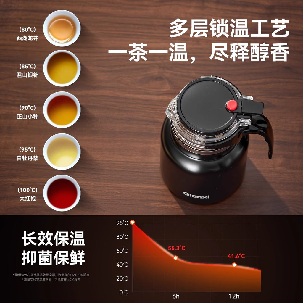 家用便携一键茶水分离覆钛泡茶水壶 大容量不锈钢保温飘逸杯Portable One-Touch Tea-Water Separation Titanium-Coated Teapot for Home Use with Large-Capacity Stainless Steel Insulated Teacup