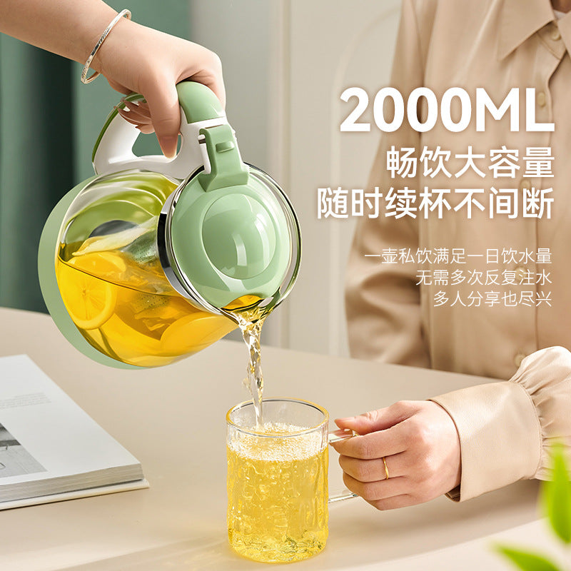 捷安玺家用办公耐热玻璃茶壶大容量冷水壶茶水分离304滤网泡茶壶GIANXI Large-Capacity Heat-Resistant Glass Teapot for Home and Office Use; Cold Water Jug with Tea-Water Separation and 304 Stainless Steel Filter; Tea Brewing Pot