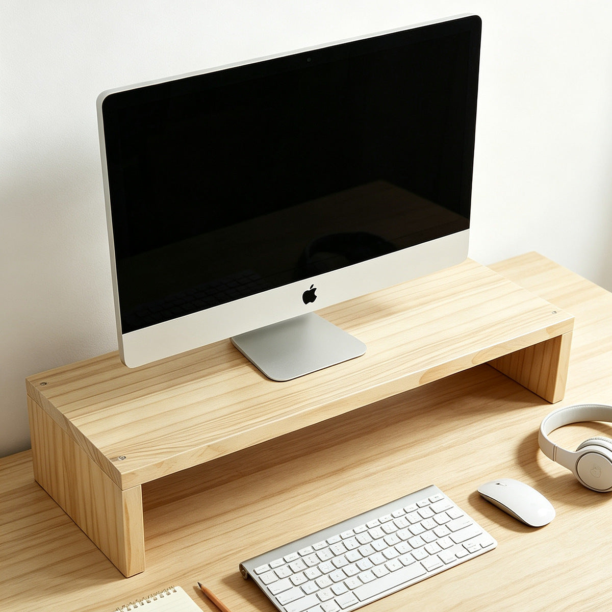 台式电脑显示器增高架显示屏垫高底座办公桌面实木收纳架置物架子Desk Monitor Riser, Display Stand, Office Desk Solid Wood Storage Rack and Shelving Unit