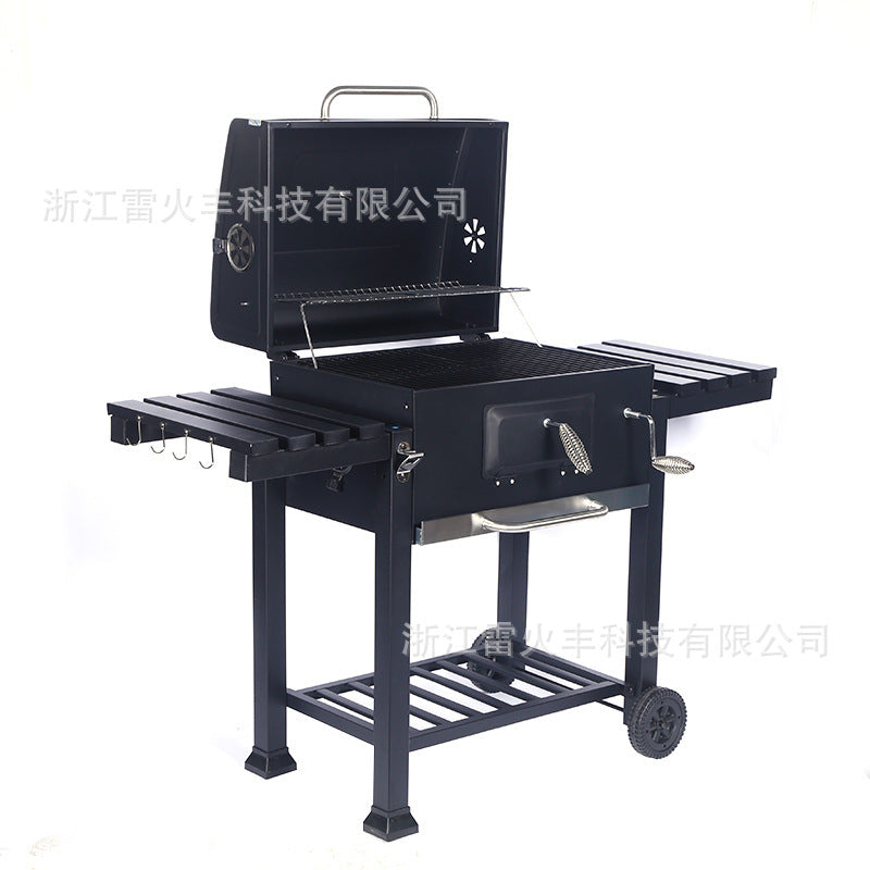 BBQ庭院大四方炉方形取暖炉木炭烟熏炉烧烤架加厚带盖大型烧烤炉BBQ Garden Large Square Stove, Square Heater, Charcoal Smoker, Barbecue Grill – Thick-walled, Lidded, Large Barbecue Grill