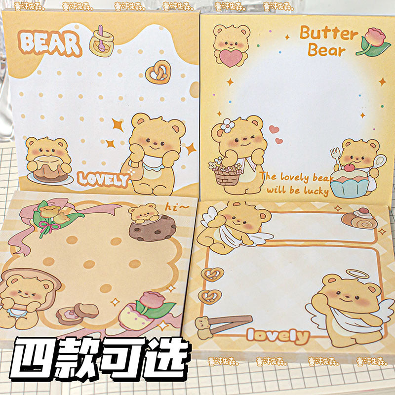 MOKA魔卡便利贴ins风高颜值黄油小熊造型便签纸学生索引贴MOKA Magic Card Sticky Notes: Instagram-Style, Eye-Catching, Cute Bear-Shaped Sticky Notes for Students and Indexing